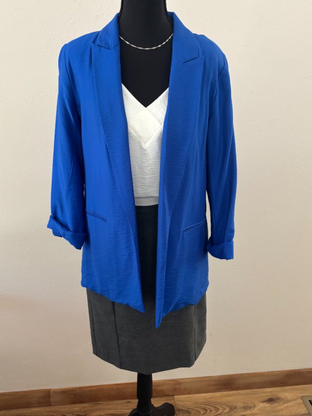 Simply Vera Vera Wang Cobalt Blue Roll Tab Blazer Jacket - Size S